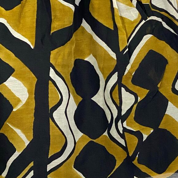 ANNA SUI Mini Skirt Anthropologie Geometric Print Size 2 Black & Gold Silk Blend - Picture 4 of 10